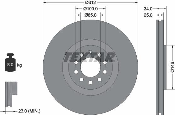 Textar 92098505 - Тормозной диск autosila-amz.com