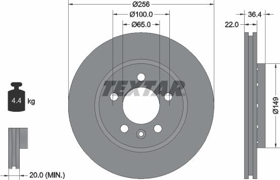 Textar 92098605 - Тормозной диск autosila-amz.com