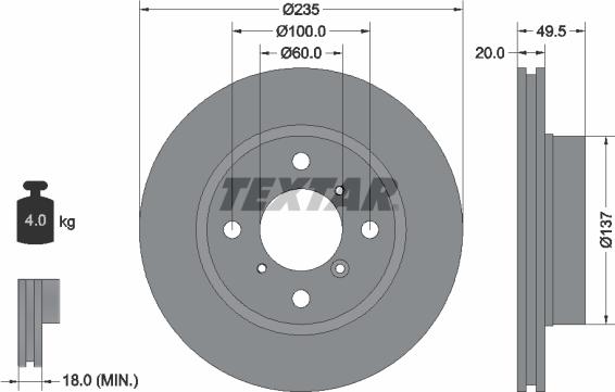 Textar 92093200 - Тормозной диск autosila-amz.com