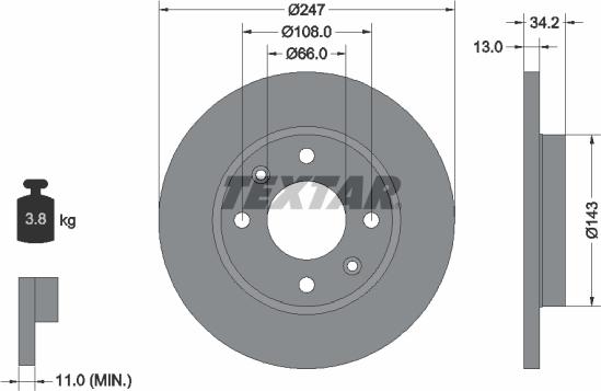 Textar 92092800 - Тормозной диск autosila-amz.com