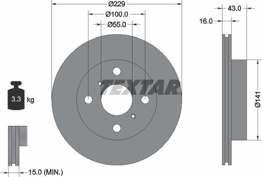 Textar 92097900 - Тормозной диск autosila-amz.com