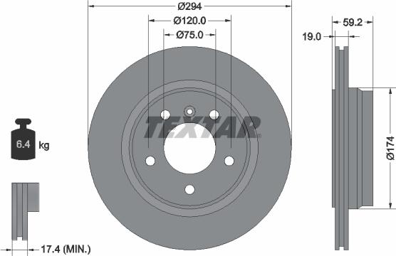 Textar 92097303 - Тормозной диск autosila-amz.com