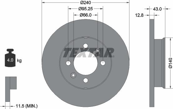 Textar 92044400 - Тормозной диск autosila-amz.com