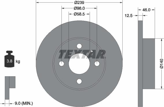 Textar 92044000 - Тормозной диск autosila-amz.com