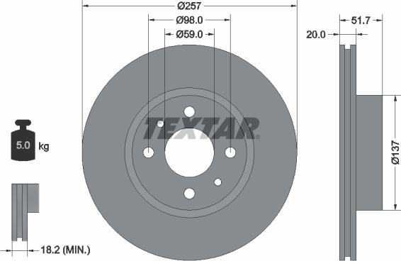 Textar 92044200 - Тормозной диск autosila-amz.com