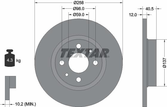 Textar 92041503 - Тормозной диск autosila-amz.com