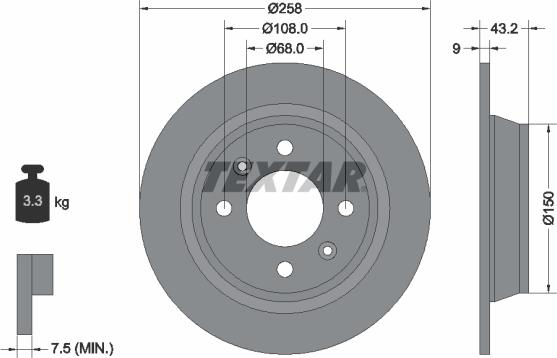Textar 92048500 - Тормозной диск autosila-amz.com