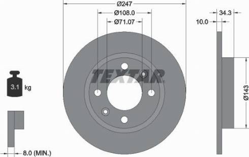 Textar 92048203 - Тормозной диск autosila-amz.com