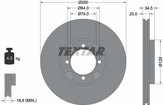 Textar 92047200 - Тормозной диск autosila-amz.com