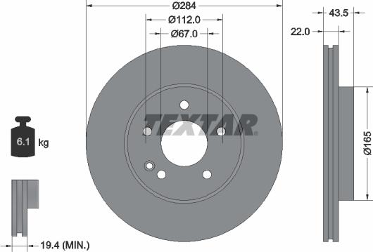 Textar 92059405 - Тормозной диск autosila-amz.com