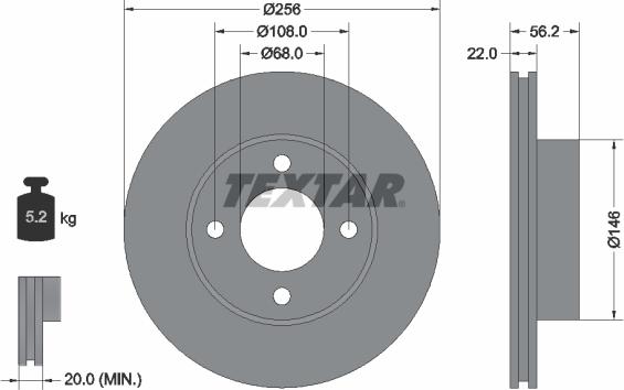 Textar 92054200 - Тормозной диск autosila-amz.com