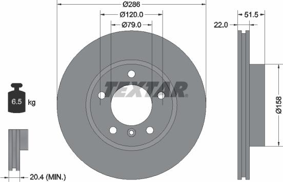 Textar 92055605 - Тормозной диск autosila-amz.com