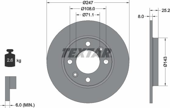Textar 92055000 - Тормозной диск autosila-amz.com