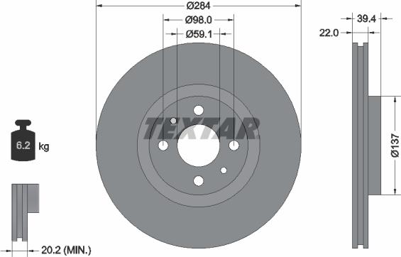 Textar 92055200 - Тормозной диск autosila-amz.com