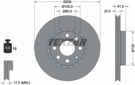 Textar 92056500 - Тормозной диск autosila-amz.com