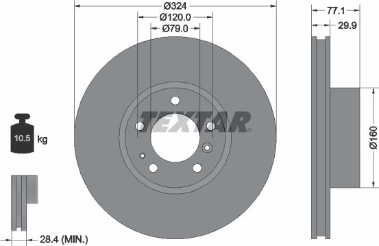 Textar 92058305 - Тормозной диск autosila-amz.com