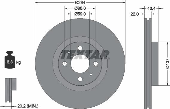 Textar 92053500 - Тормозной диск autosila-amz.com