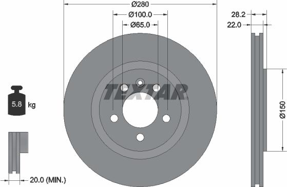 Textar 92057100 - Тормозной диск autosila-amz.com