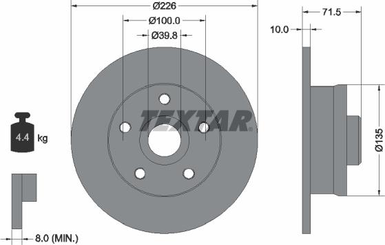Textar 92057205 - Тормозной диск autosila-amz.com