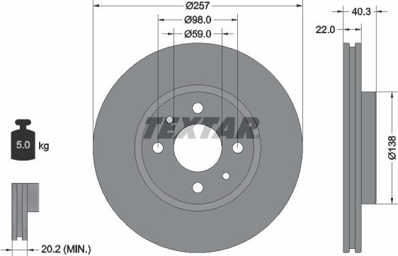Textar 92069600 - Тормозной диск autosila-amz.com