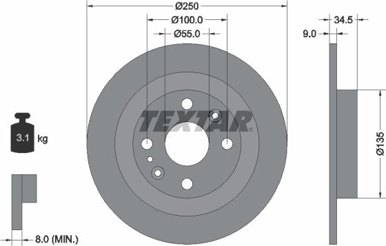 Textar 92061700 - Тормозной диск autosila-amz.com
