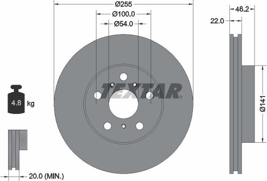 Textar 92068900 - Тормозной диск autosila-amz.com