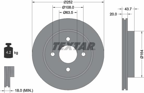 Textar 92063603 - Тормозной диск autosila-amz.com