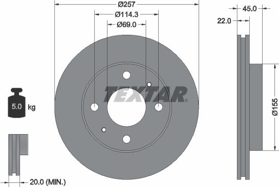 Textar 92062800 - Тормозной диск autosila-amz.com