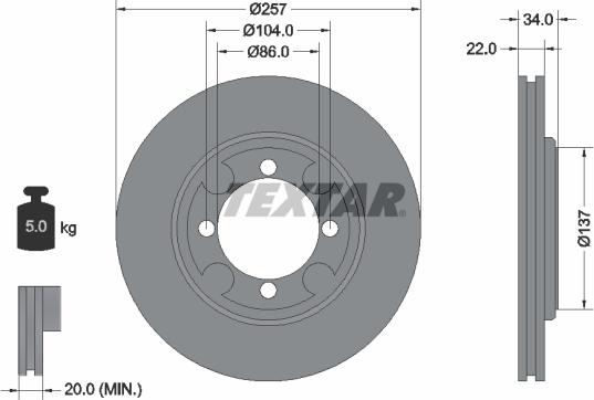 Textar 92062700 - Тормозной диск autosila-amz.com