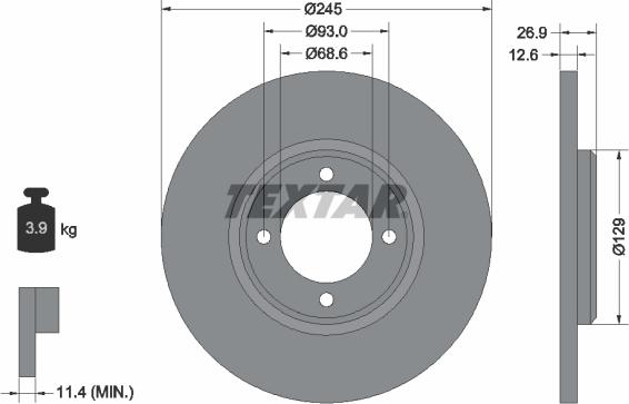 Textar 92008200 - Тормозной диск autosila-amz.com