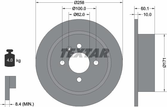 Textar 92019200 - Тормозной диск autosila-amz.com
