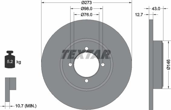 Textar 92011400 - Тормозной диск autosila-amz.com