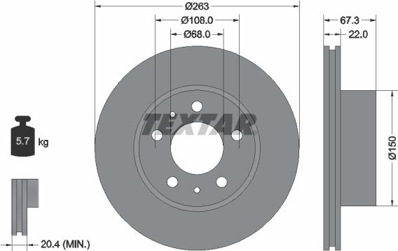 Textar 92018600 - Тормозной диск autosila-amz.com