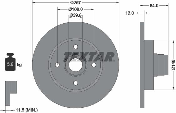 Textar 92012500 - Тормозной диск autosila-amz.com