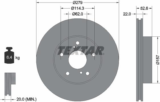 Textar 92080900 - Тормозной диск autosila-amz.com