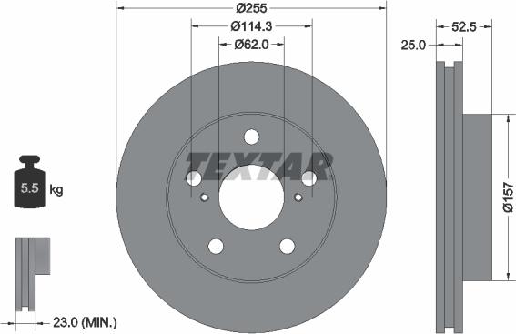 Textar 92080803 - Тормозной диск autosila-amz.com