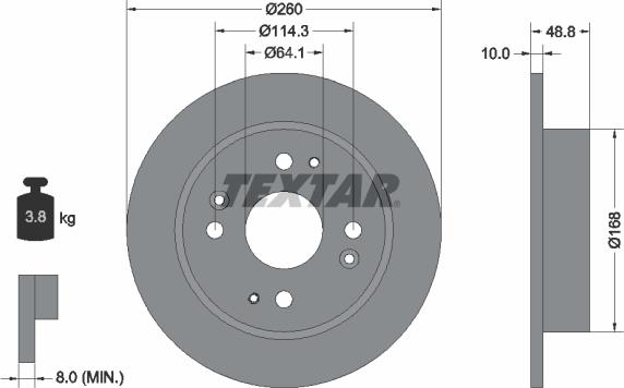 Textar 92081700 - Тормозной диск autosila-amz.com