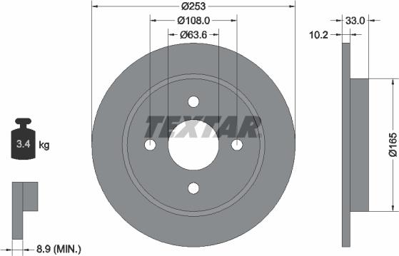 Textar 92088403 - Тормозной диск autosila-amz.com