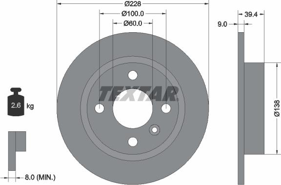 Textar 92082800 - Тормозной диск autosila-amz.com