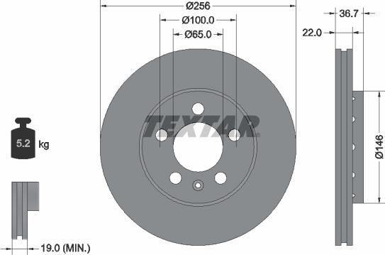 Textar 92082205 - Тормозной диск autosila-amz.com