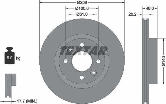 Textar 92036400 - Тормозной диск autosila-amz.com