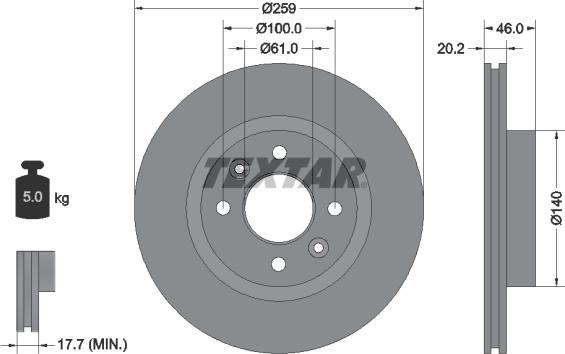 Textar 92036400 - Диск тормозной 18 (134_) 18 Stufenheck (134_) 18 Saloon (134_) 25 (B29_) ESPACE I (J11_) ESPACE (J autosila-amz.com