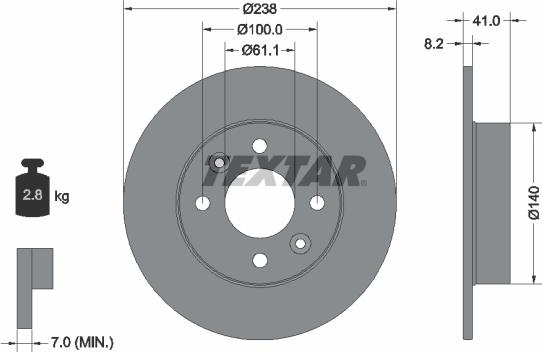 Textar 92036003 - Тормозной диск autosila-amz.com