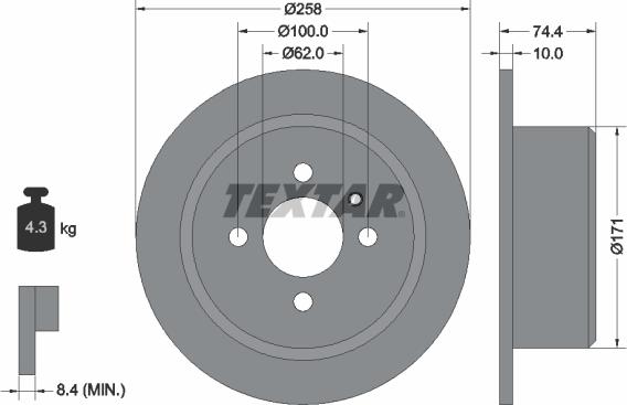 Textar 92038400 - Тормозной диск autosila-amz.com