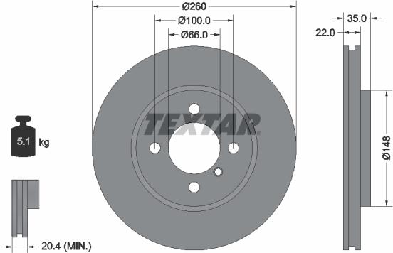 Textar 92026505 - Тормозной диск autosila-amz.com