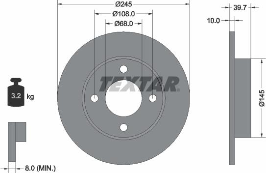 Textar 92026300 - Диск тормозной 80 Stufenheck (81, 85, B2),80 Saloon (81, 85, B2),80 (81, 85, B2),80 Stufenheck (89, autosila-amz.com