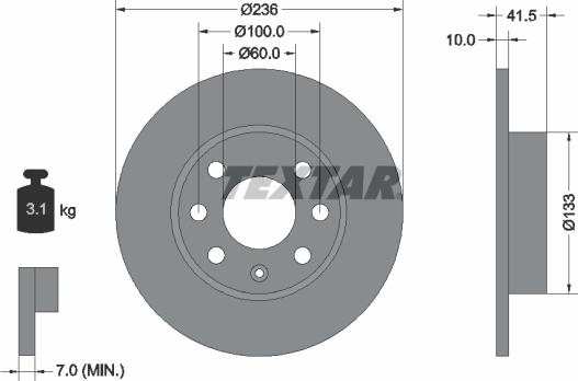 Textar 92020800 - Тормозной диск autosila-amz.com