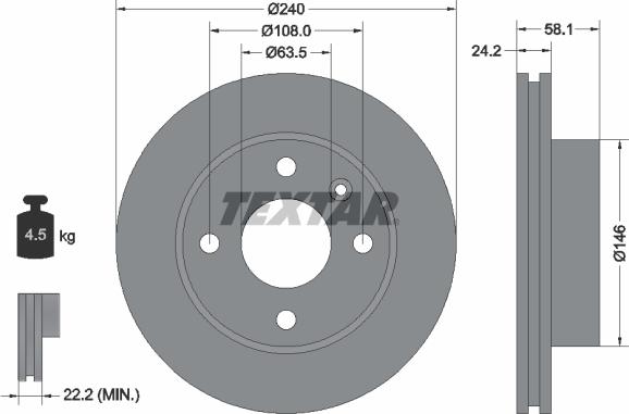 Textar 92022900 - Тормозной диск autosila-amz.com