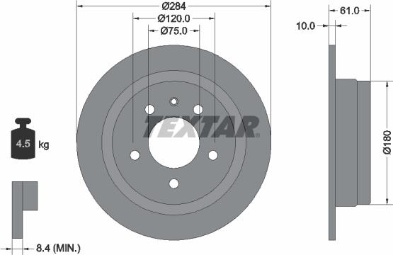 Textar 92022400 - Тормозной диск autosila-amz.com