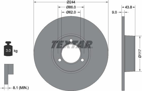 Textar 92022100 - Тормозной диск autosila-amz.com